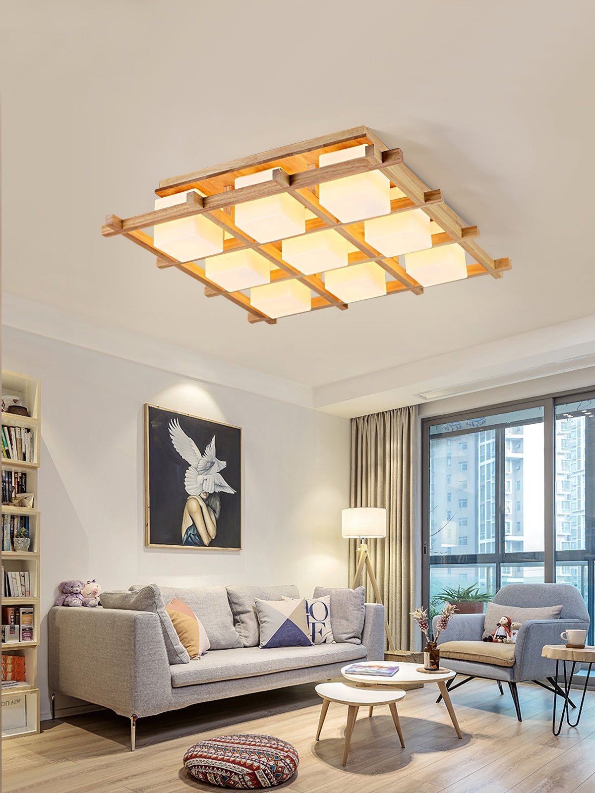 Japanese Style Lattice Ceiling Lamp
