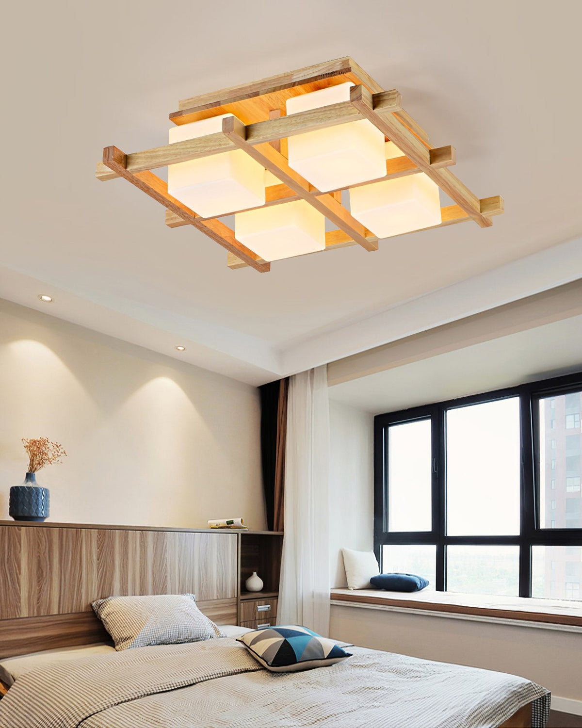 Japanese Style Lattice Ceiling Lamp
