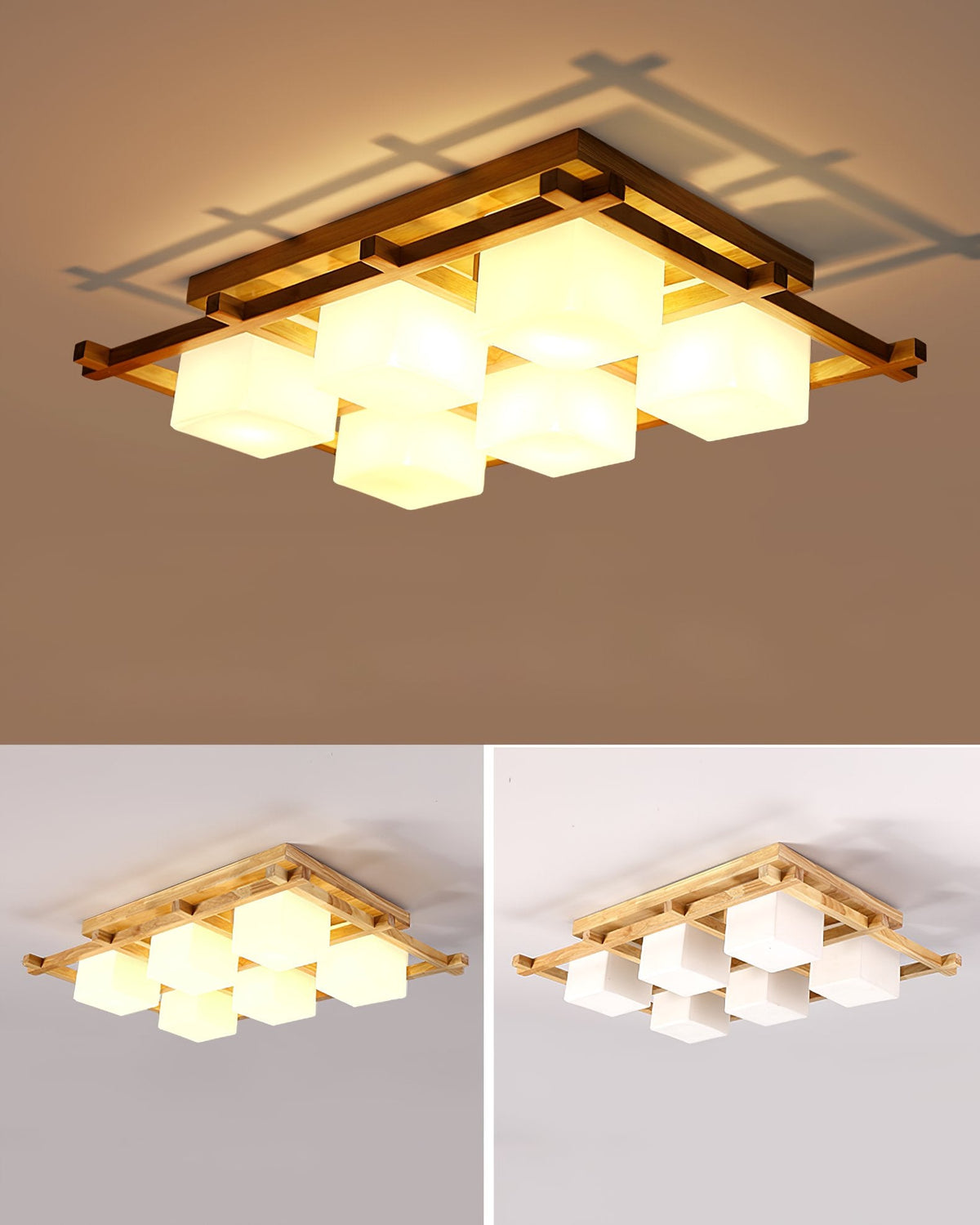 Japanese Style Lattice Ceiling Lamp