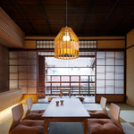 Japanese Wooden Bird Cage Pendant Light