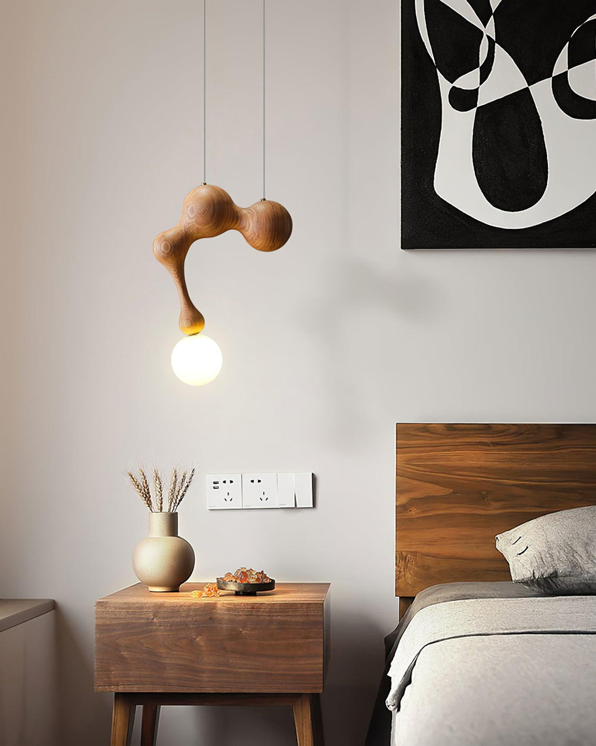 Jenna Wooden Pendant Light – Handcrafted Designer Hanging Lamp for Dining & Living Spaces