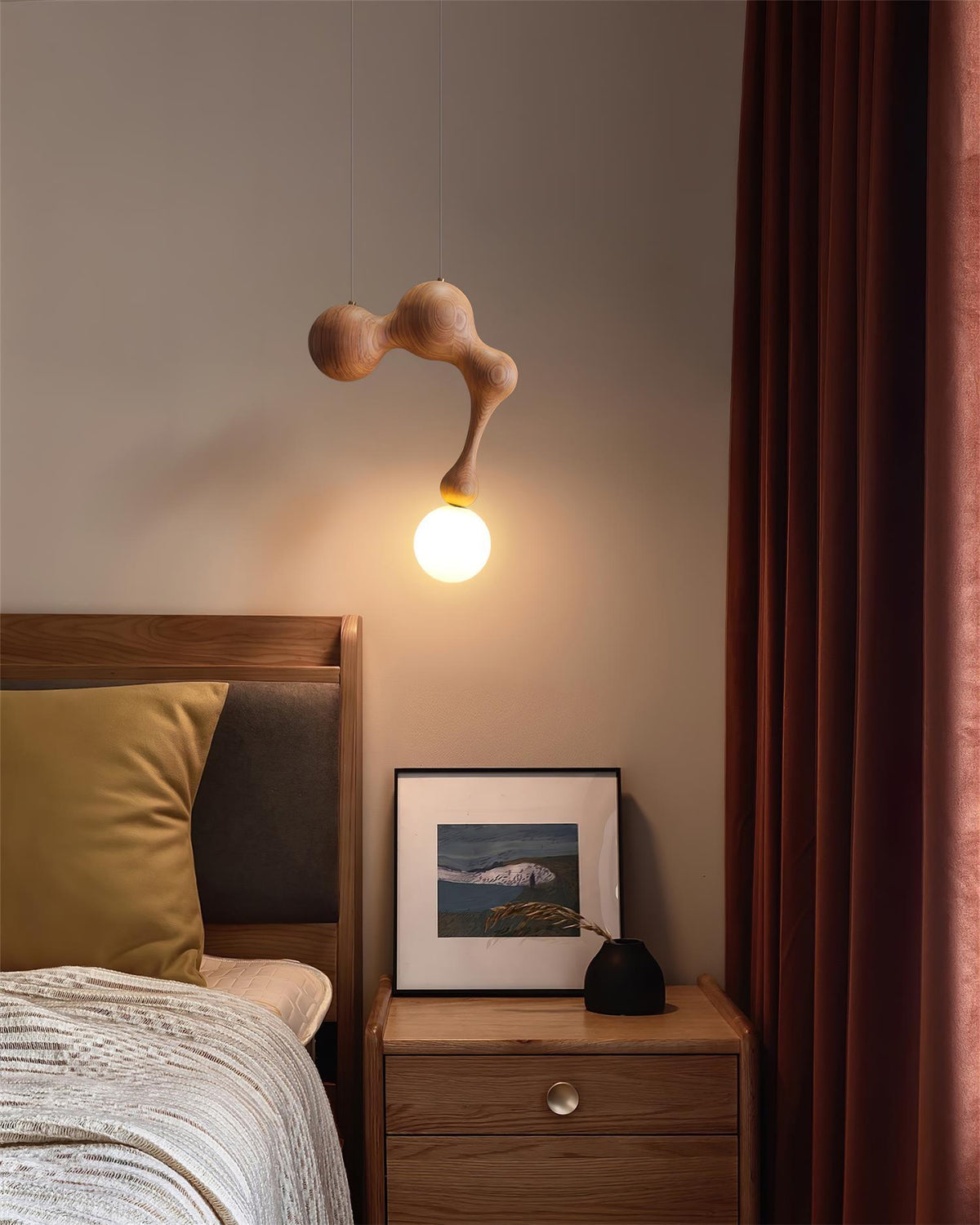 Jenna Wooden Pendant Light – Handcrafted Designer Hanging Lamp for Dining & Living Spaces