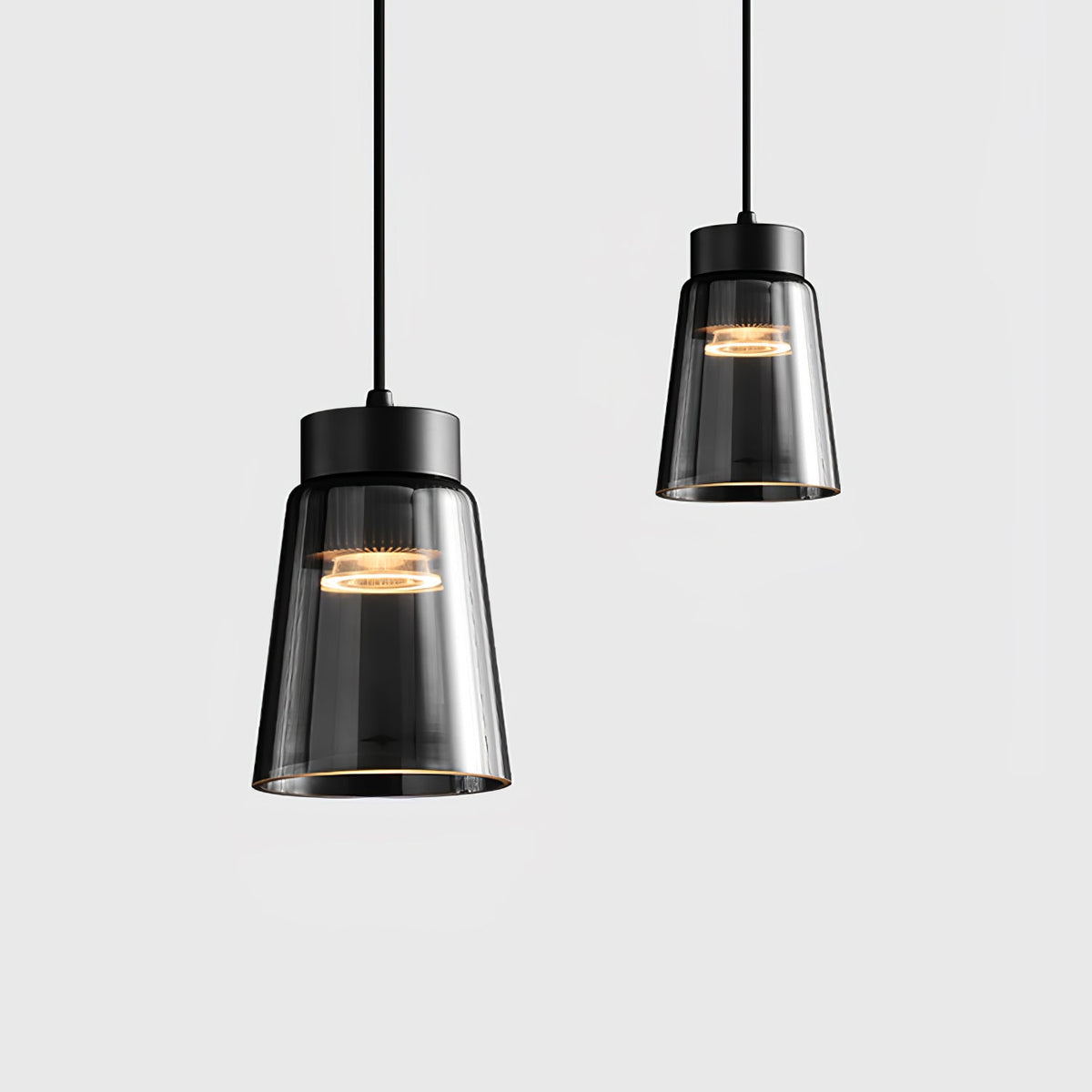 Jerez2 Modern LED Pendant Light in Smokey Gray Glass for Dining Room & Kitchen Island
