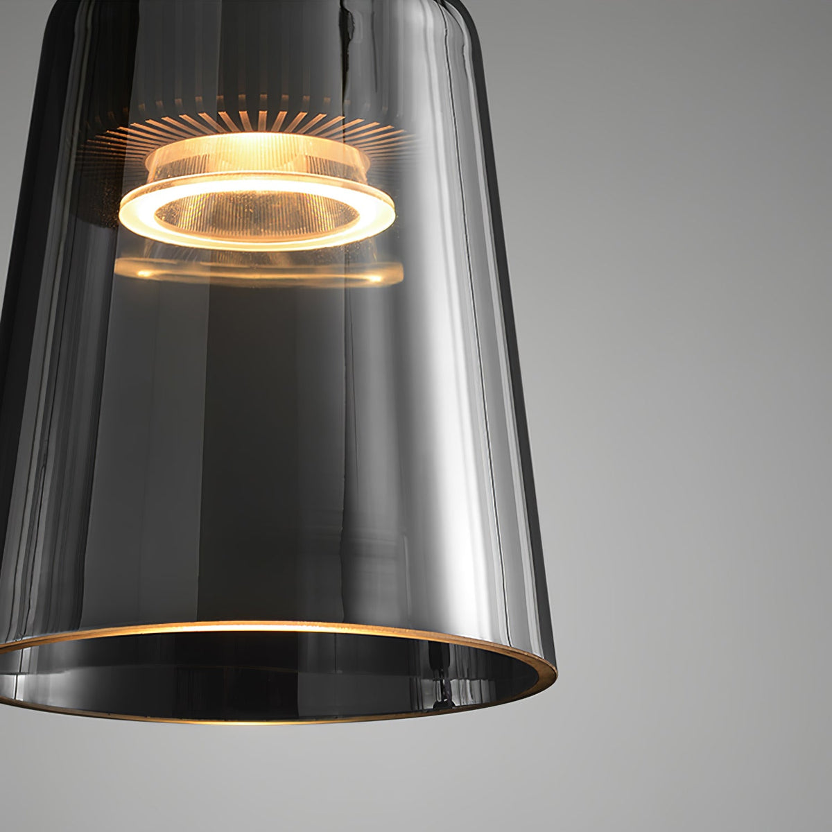 Jerez2 Modern LED Pendant Light in Smokey Gray Glass for Dining Room & Kitchen Island