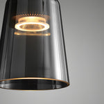 Jerez2 Modern LED Pendant Light in Smokey Gray Glass for Dining Room & Kitchen Island