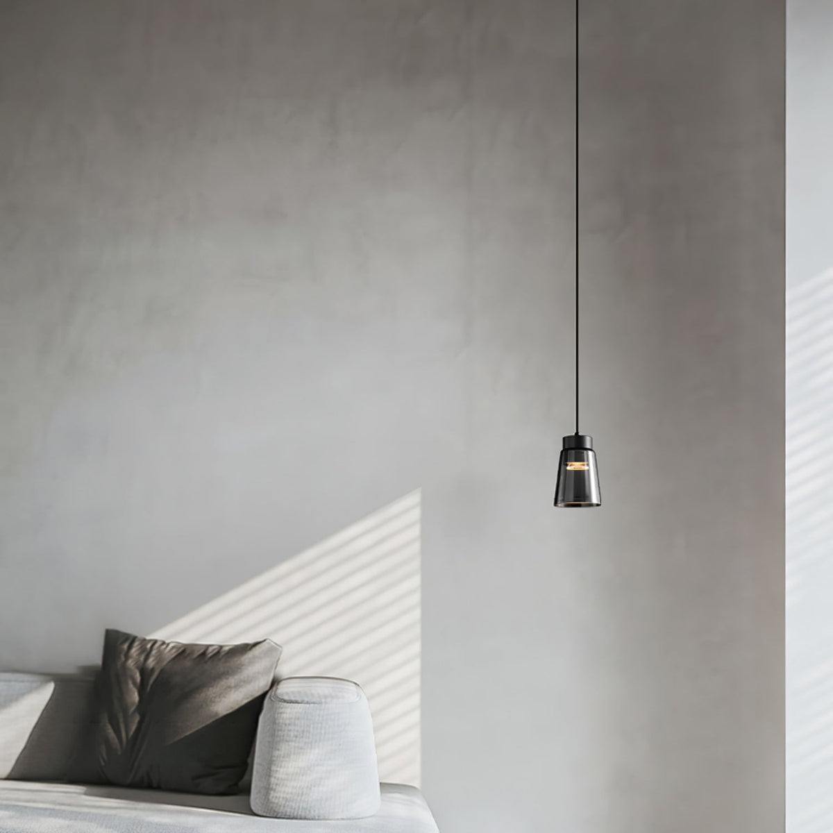 Jerez2 Modern LED Pendant Light in Smokey Gray Glass for Dining Room & Kitchen Island