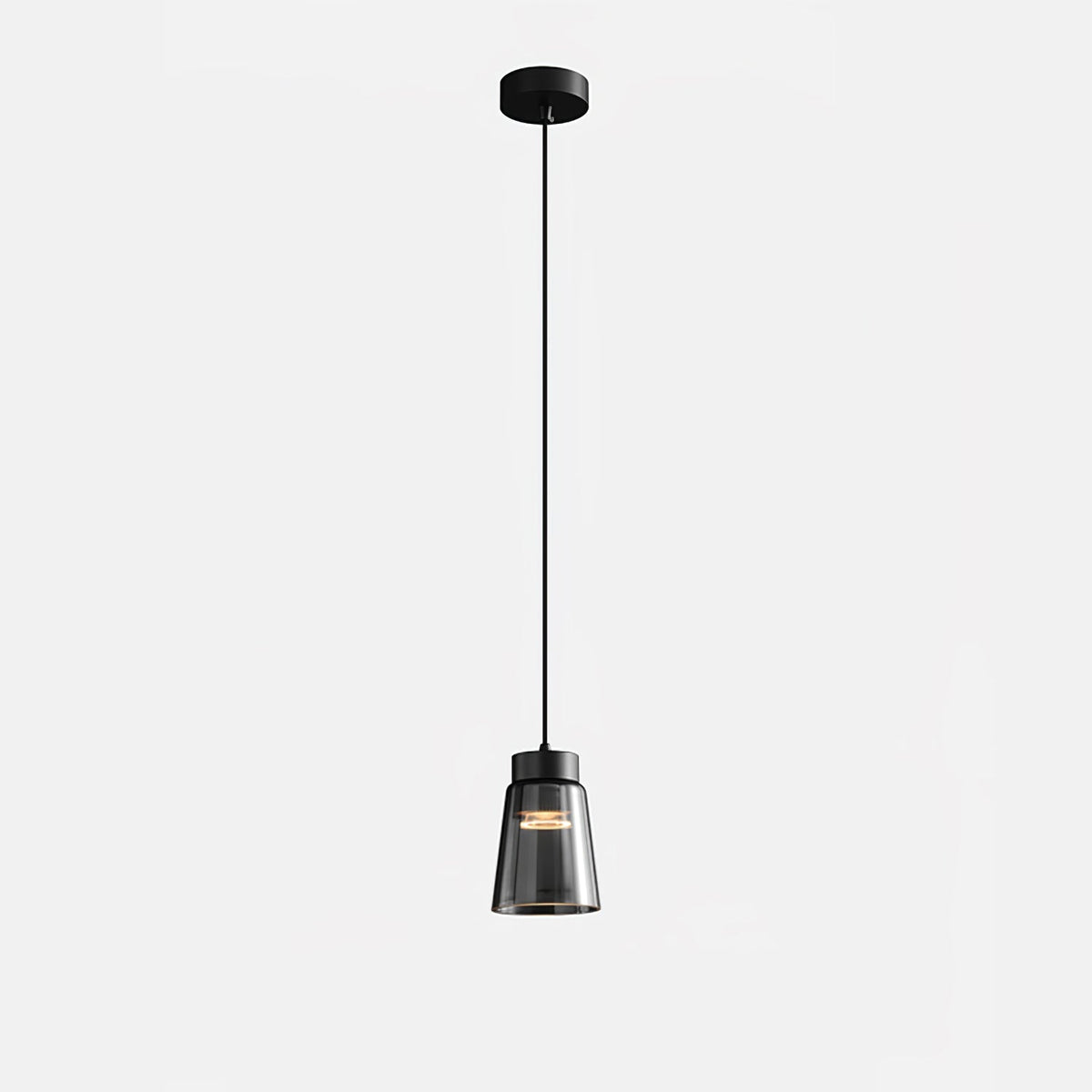 Jerez2 Modern LED Pendant Light in Smokey Gray Glass for Dining Room & Kitchen Island