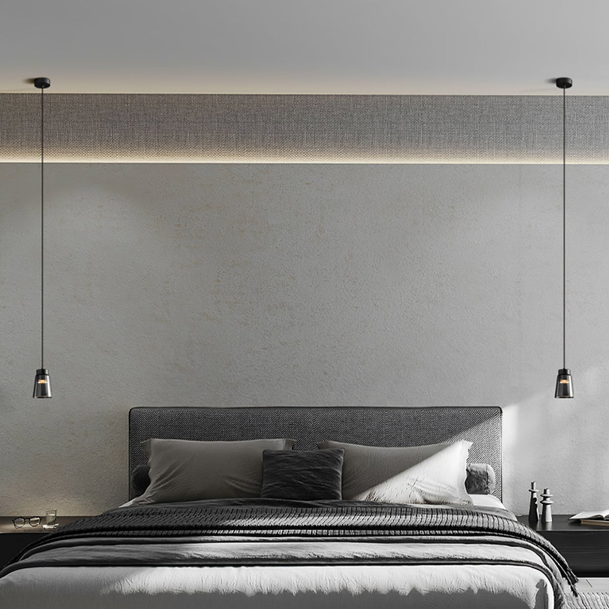 Jerez2 Modern LED Pendant Light in Smokey Gray Glass for Dining Room & Kitchen Island