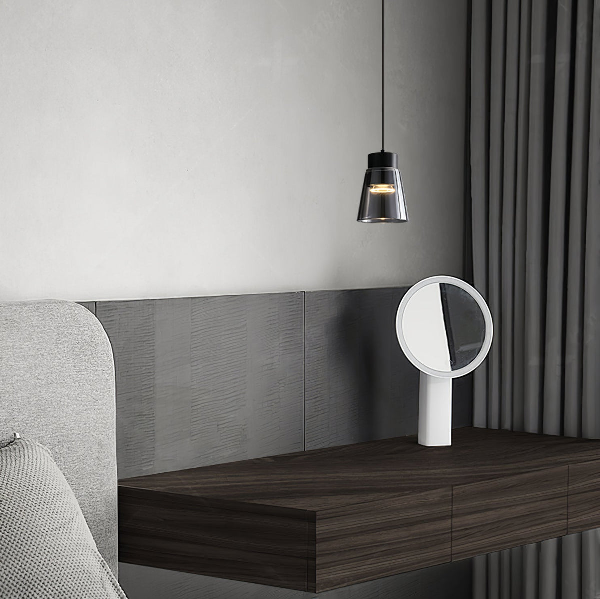 Jerez2 Modern LED Pendant Light in Smokey Gray Glass for Dining Room & Kitchen Island