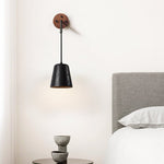 Jorren Wall Sconce in Black Travertine and Walnut