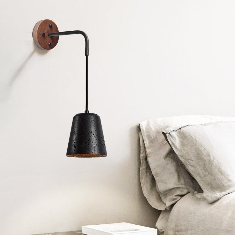 Jorren Wall Sconce in Black Travertine and Walnut