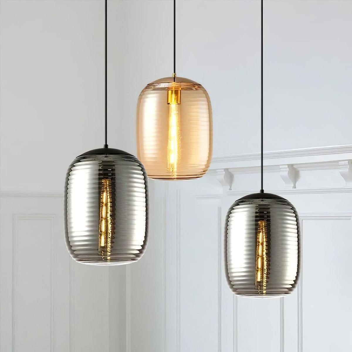 Joselina Glass Pendant Light – Contemporary Gold Finish Ceiling Lamp