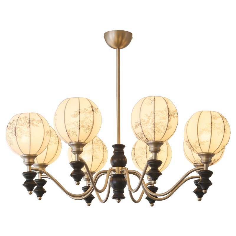 Juliette Fabric Chandelier – Modern Wood & Iron Pendant Light for Dining Room and Living Room