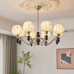 Juliette Fabric Chandelier – Modern Wood & Iron Pendant Light for Dining Room and Living Room