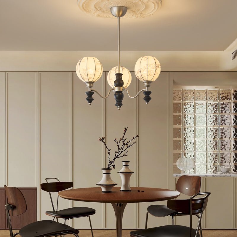 Juliette Fabric Chandelier – Modern Wood & Iron Pendant Light for Dining Room and Living Room
