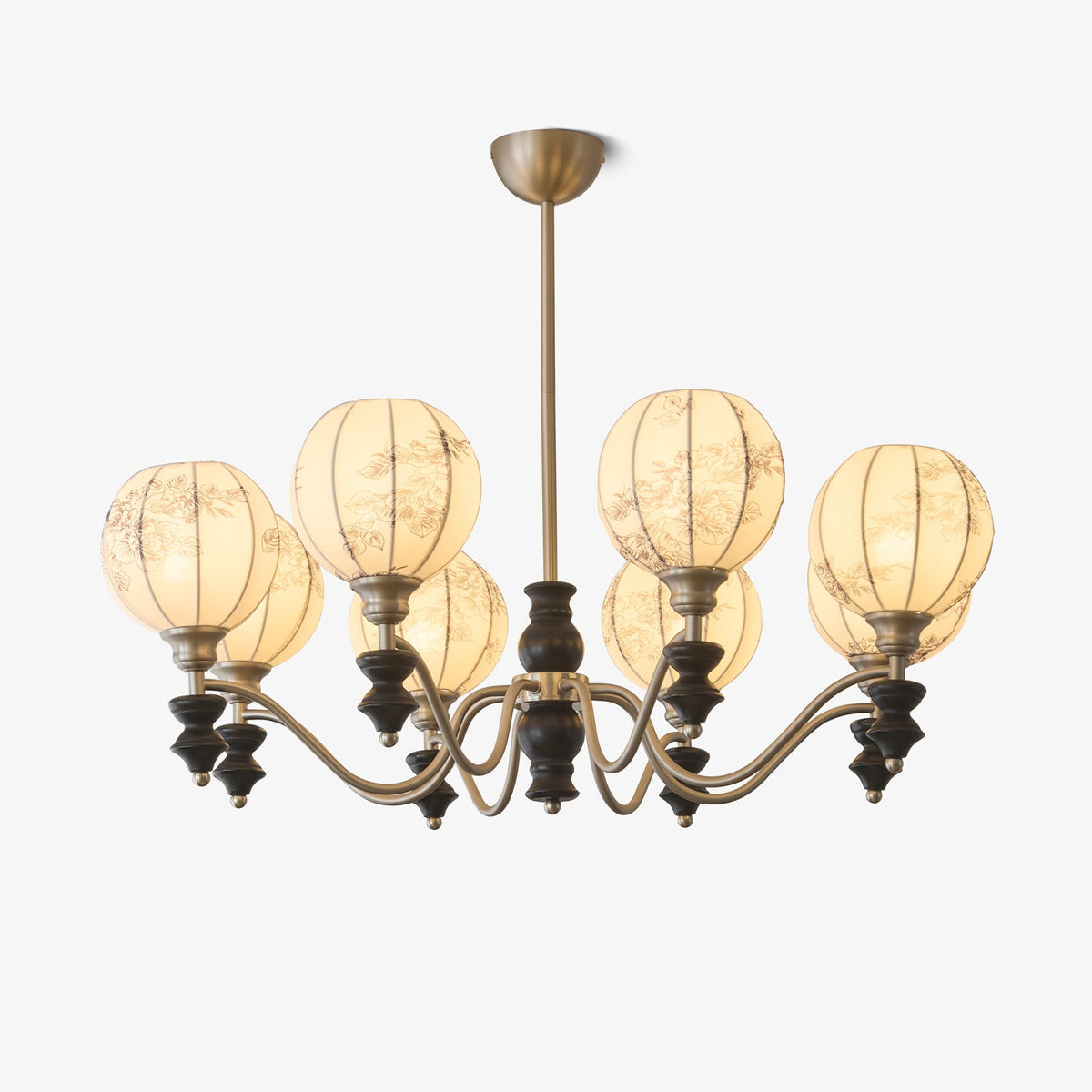 Juliette Fabric Chandelier – Modern Wood & Iron Pendant Light for Dining Room and Living Room