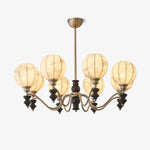 Juliette Fabric Chandelier – Modern Wood & Iron Pendant Light for Dining Room and Living Room