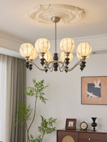 Juliette Fabric Chandelier – Modern Wood & Iron Pendant Light for Dining Room and Living Room