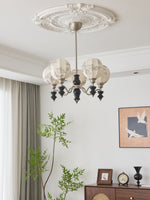 Juliette Fabric Chandelier – Modern Wood & Iron Pendant Light for Dining Room and Living Room