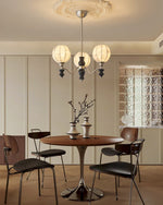 Juliette Fabric Chandelier – Modern Wood & Iron Pendant Light for Dining Room and Living Room