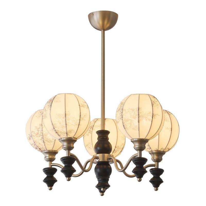 Juliette Fabric Chandelier – Modern Wood & Iron Pendant Light for Dining Room and Living Room