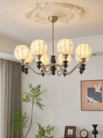 Juliette Fabric Chandelier – Modern Wood & Iron Pendant Light for Dining Room and Living Room