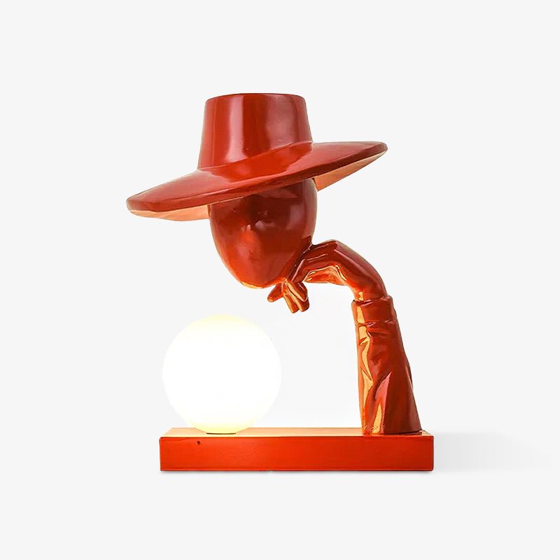 Juni Sculptural Resin Table Lamp with Glass Shade