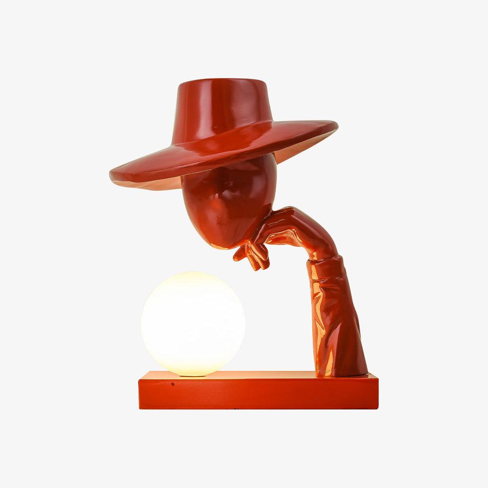 Juni Sculptural Resin Table Lamp with Glass Shade
