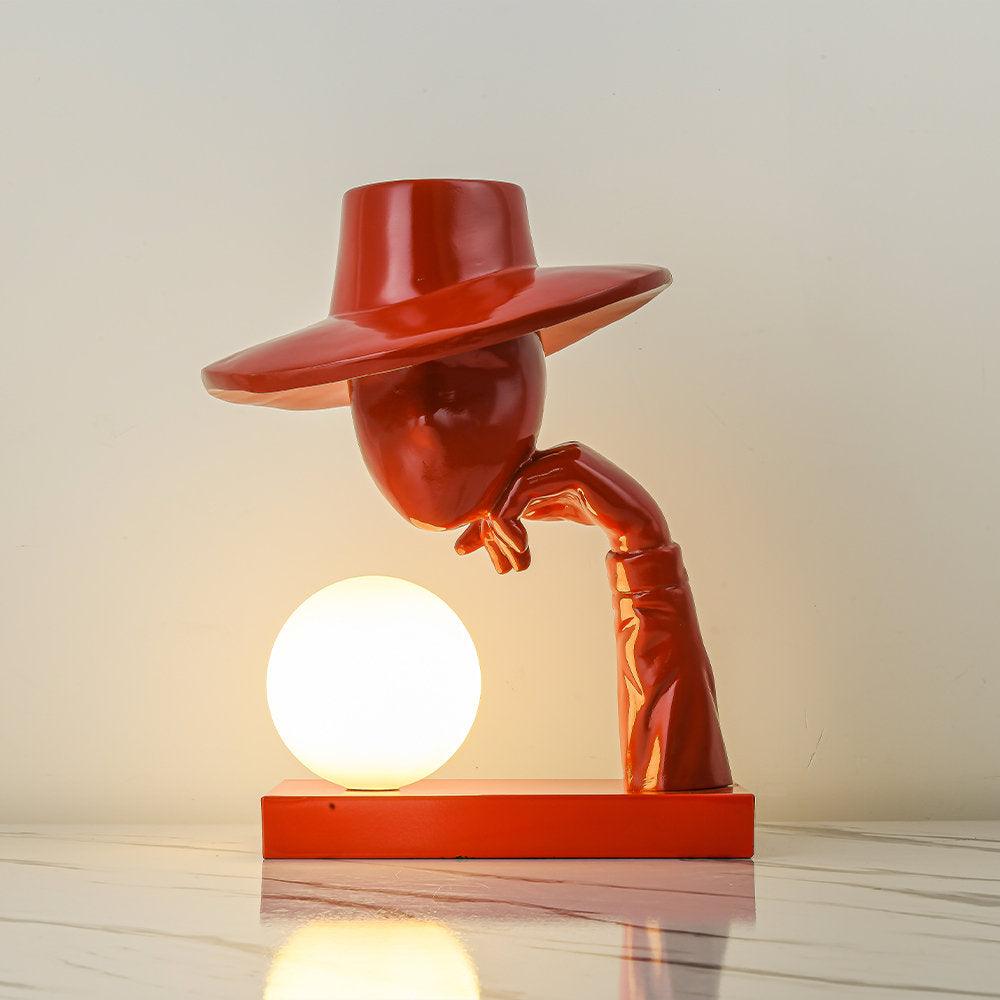 Juni Sculptural Resin Table Lamp with Glass Shade