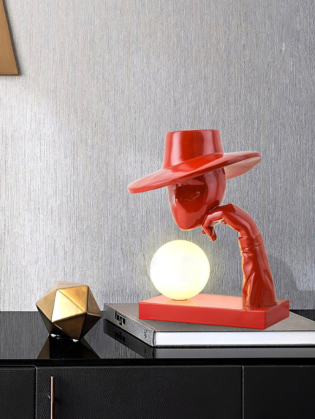 Juni Sculptural Resin Table Lamp with Glass Shade