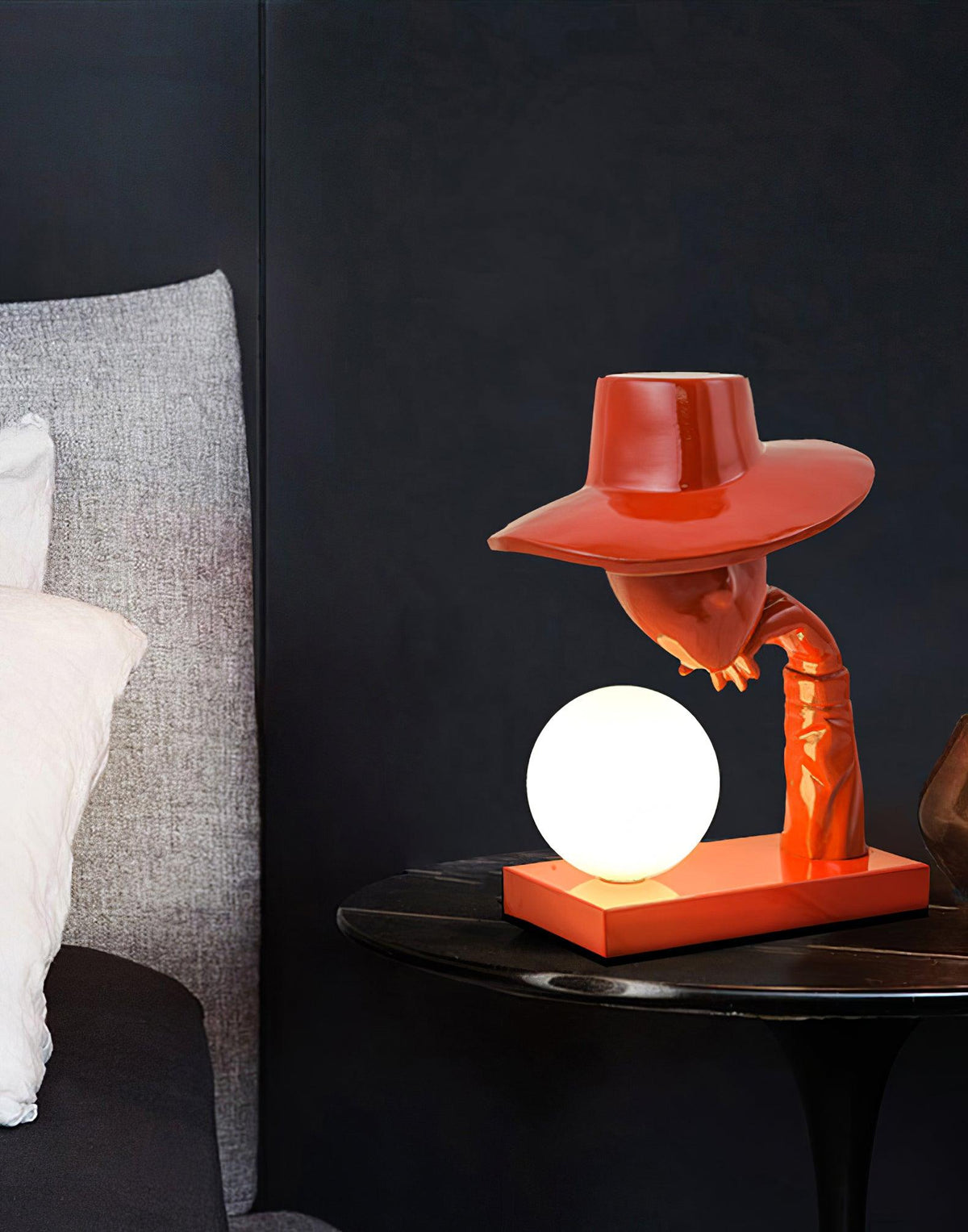 Juni Sculptural Resin Table Lamp with Glass Shade
