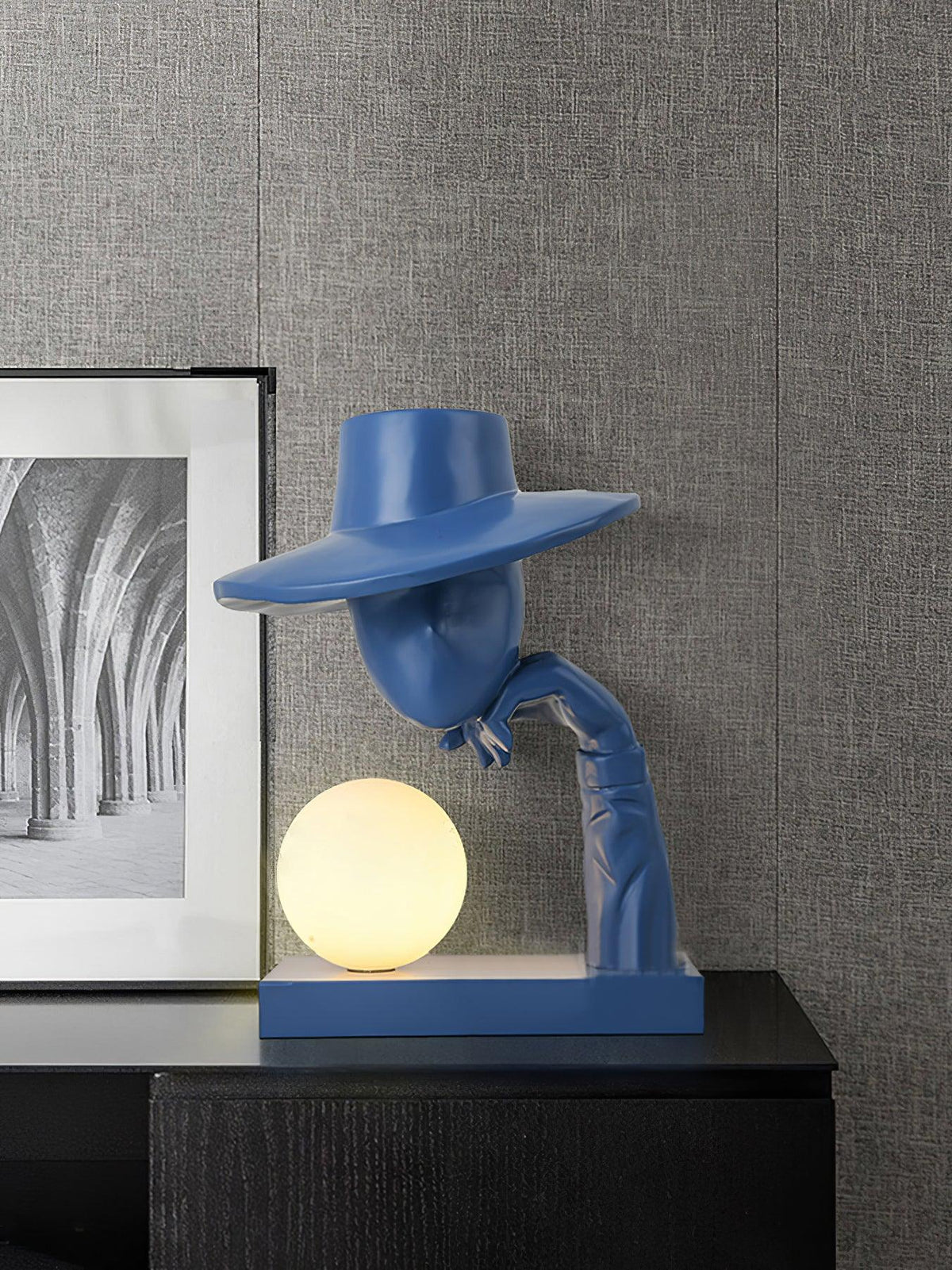 Juni Sculptural Resin Table Lamp with Glass Shade