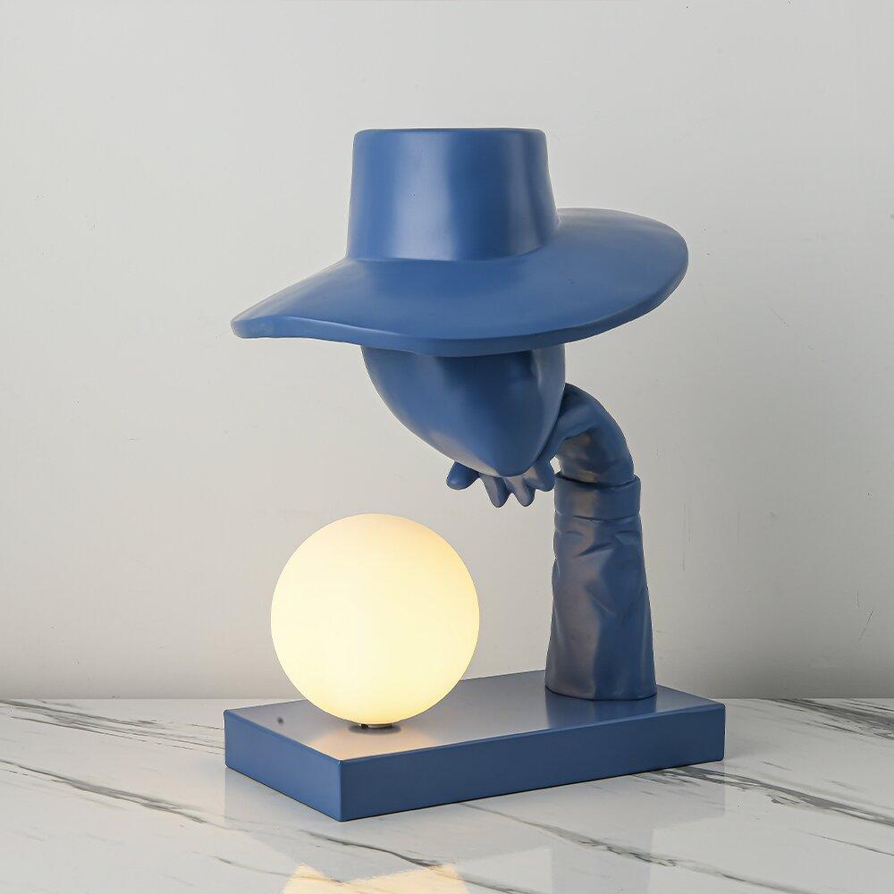 Juni Sculptural Resin Table Lamp with Glass Shade