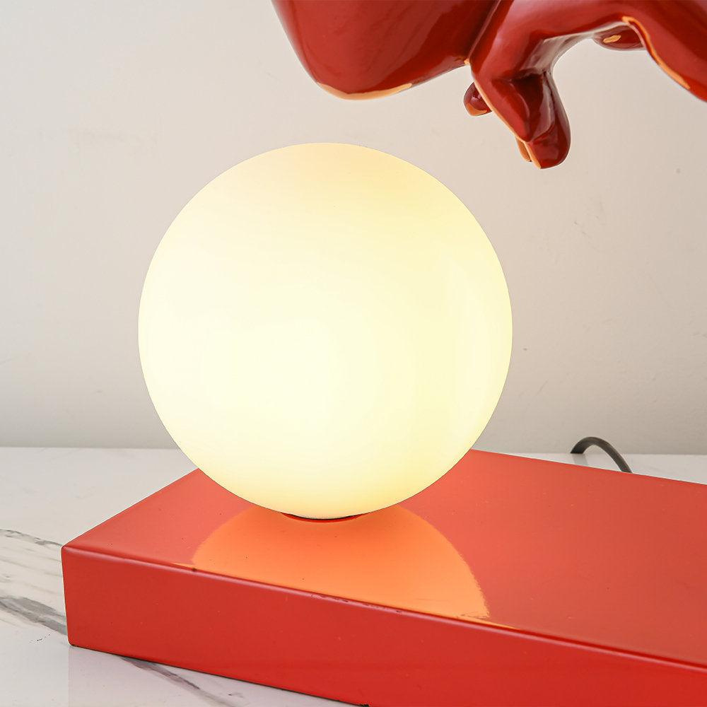 Juni Sculptural Resin Table Lamp with Glass Shade