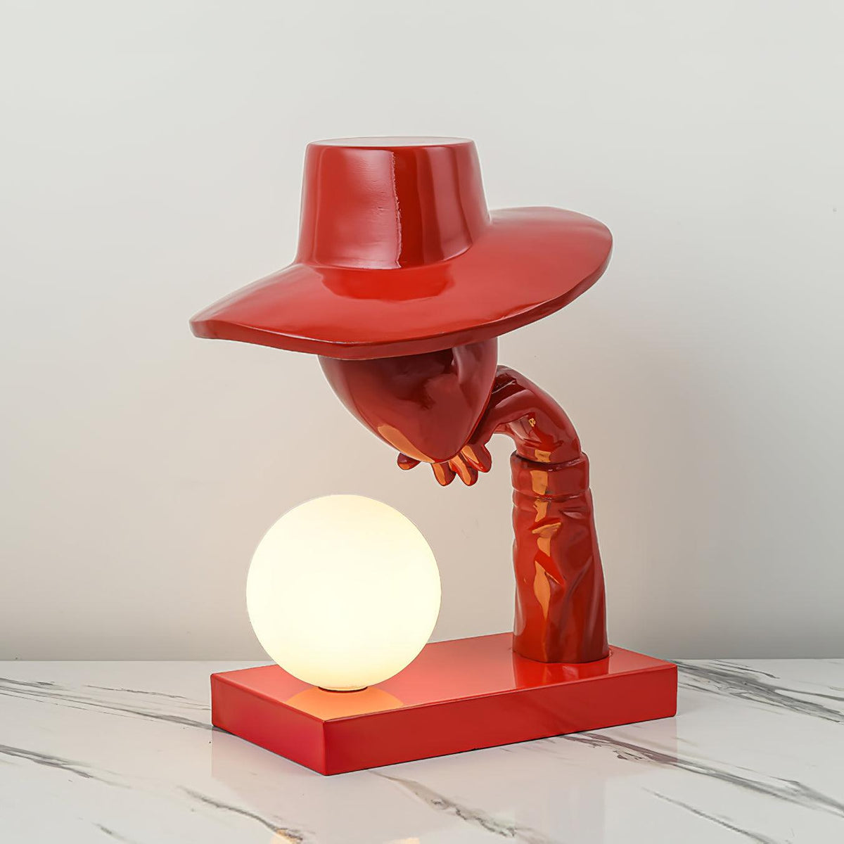 Juni Sculptural Resin Table Lamp with Glass Shade