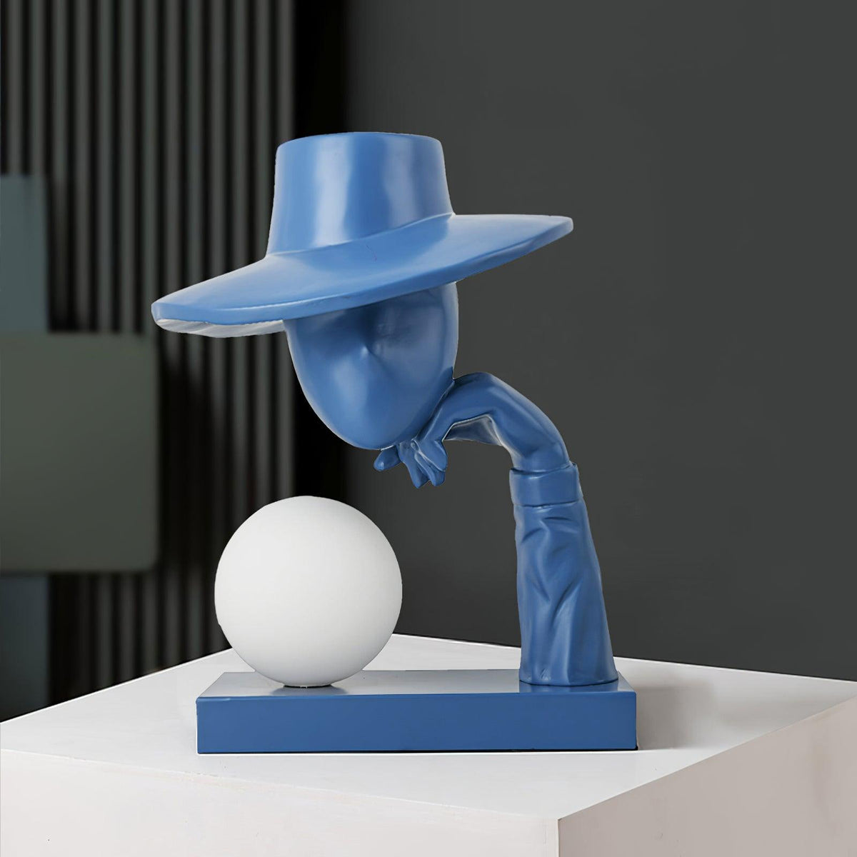 Juni Sculptural Resin Table Lamp with Glass Shade