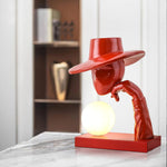 Juni Sculptural Resin Table Lamp with Glass Shade