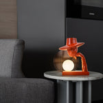 Juni Sculptural Resin Table Lamp with Glass Shade