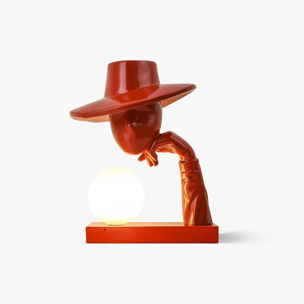 Juni Sculptural Resin Table Lamp with Glass Shade