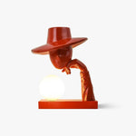 Juni Sculptural Resin Table Lamp with Glass Shade