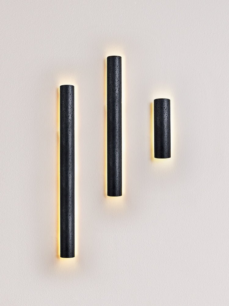 Kaedran Black Travertine LED Wall Sconce with Halo Backlighting