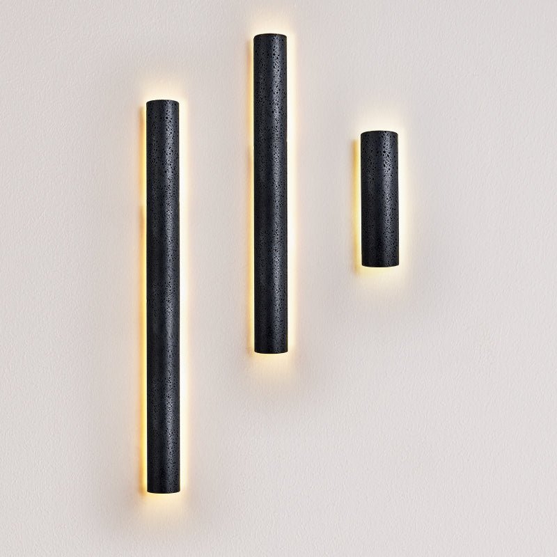 Kaedran Black Travertine LED Wall Sconce with Halo Backlighting