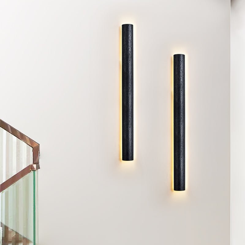 Kaedran Black Travertine LED Wall Sconce with Halo Backlighting