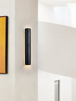 Kaedran Black Travertine LED Wall Sconce with Halo Backlighting