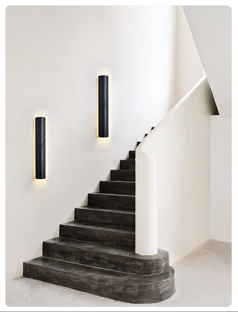 Kaedran Black Travertine LED Wall Sconce with Halo Backlighting