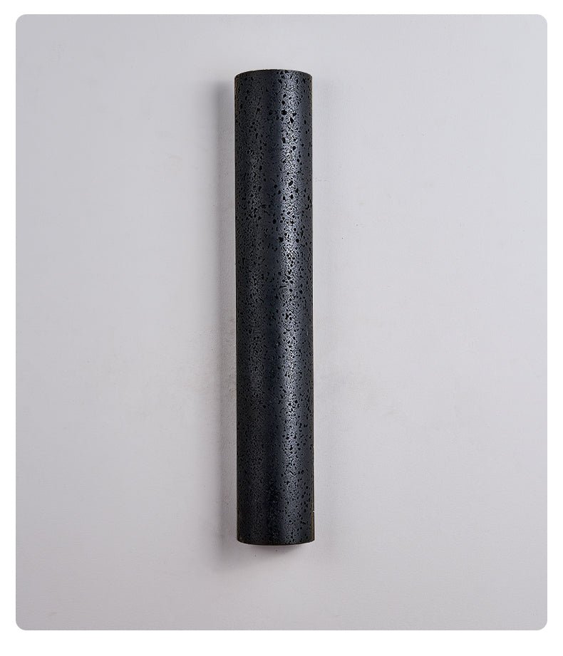 Kaedran Black Travertine LED Wall Sconce with Halo Backlighting