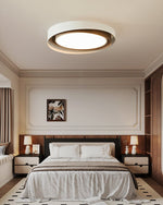 Kaelen Duet Flush Mount Ceiling Light – Modern LED Wood Grain & Iron