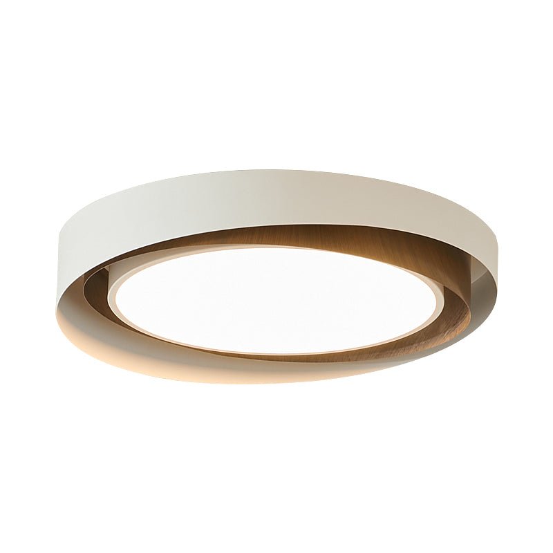 Kaelen Duet Flush Mount Ceiling Light – Modern LED Wood Grain & Iron