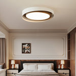 Kaelen Duet Flush Mount Ceiling Light – Modern LED Wood Grain & Iron