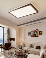 Kaelen Duet Flush Mount Ceiling Light – Modern LED Wood Grain & Iron